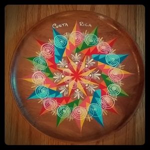 Vintage Costa Rica Handpainted Wood Dish Decor